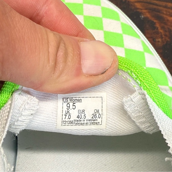 VANS Neon Green / White Checkerboard Slip On Sneakers - Picture 8 of 8